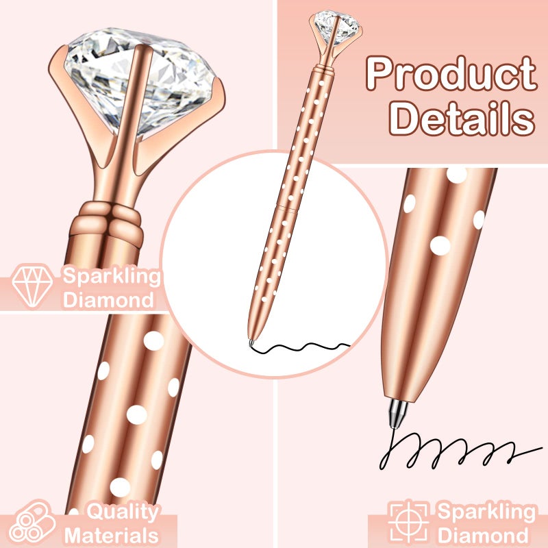 PASISIBICK 16 Pcs Big Diamond Pens-Bling Wedding Crystal Metal Ballpoint Pens with Black Ink (4 Mixed Colors) - Image 3